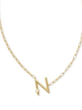 💞💞💖 Kendra Scott Pearl Gold Letter N Short Pendant Necklace Freshwater Pearl